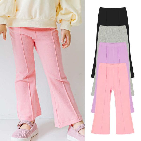 

leggings tights bebezoo girls skinny pants solid color small flared baby casual trousers cotton soft knitted children's legging t221020, Blue