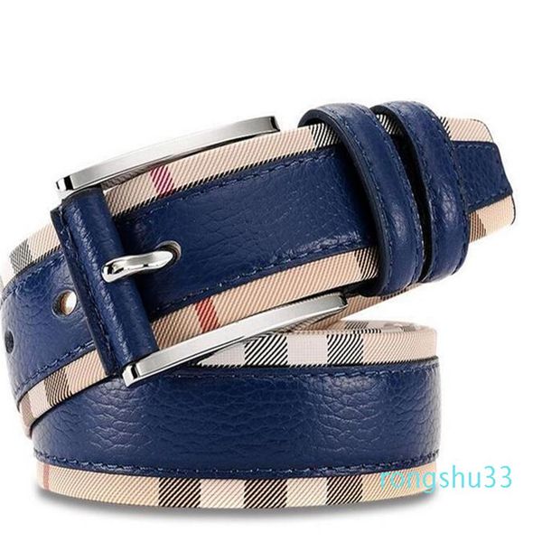 

new luxury genuine leather belt for men and women fashion pin buckle plaid belt cowhide designer belts265l, Black;brown
