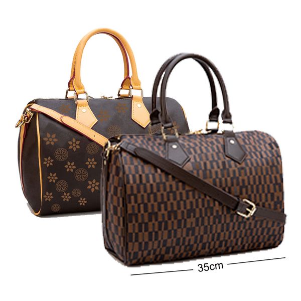 

designer handbag tote crossbody leather men shoulder bag women luxury plaid large 35cm purse fashion christmas gift classic old flower zippe