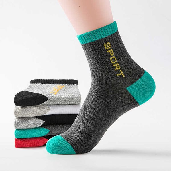 

5pairs mens spring autumn men long tube cotton male sweat-absorbent casual deodorant sports socks teenager boys gift, Black