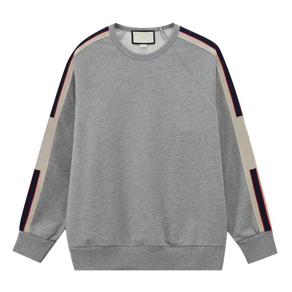 

autumn and winter new style designer hoodie highquality stripe stitching embroidery design fashionable round neck casual man's hoodies, Black