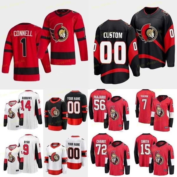 

2022-23 reverse retro red 7 brady tkachuk hockey jerseys 12 alex debrincat 28 claude giroux 72 thomas chabot 18 tim stutzle black alternate, Black;red