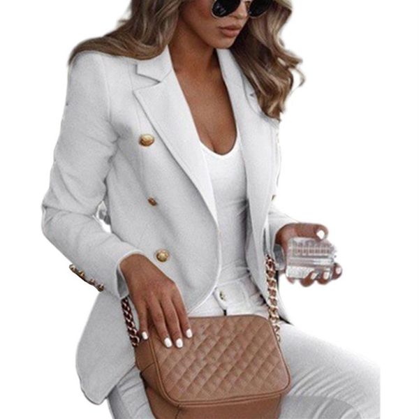 

womens plus size long sleeve open front blazer double breasted solid color thin jacket notched lapel collar formal coat s-5xl259q, White;black