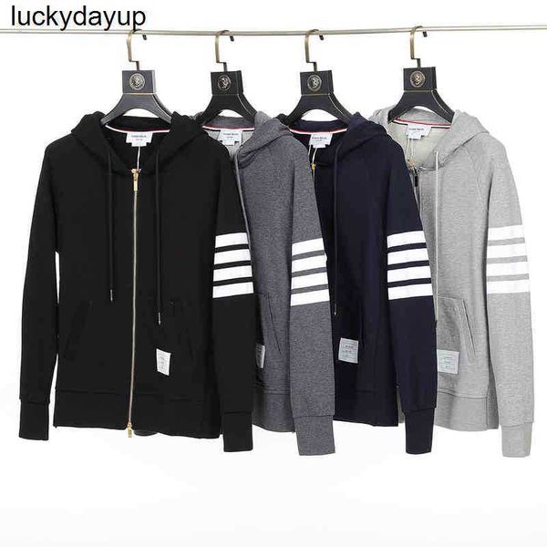 

men's hoodies designer sweatshirts browne tb new zipper hoodies men's women's jacket four bars sweater hoodie, Black