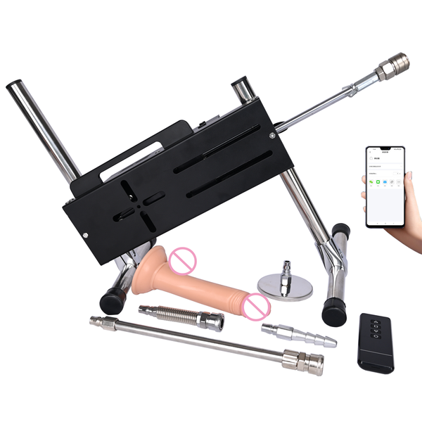 

costumes wireless app control new machine with attachment for women 80w super motor remote control 3-9cm stroke cosplay, Black