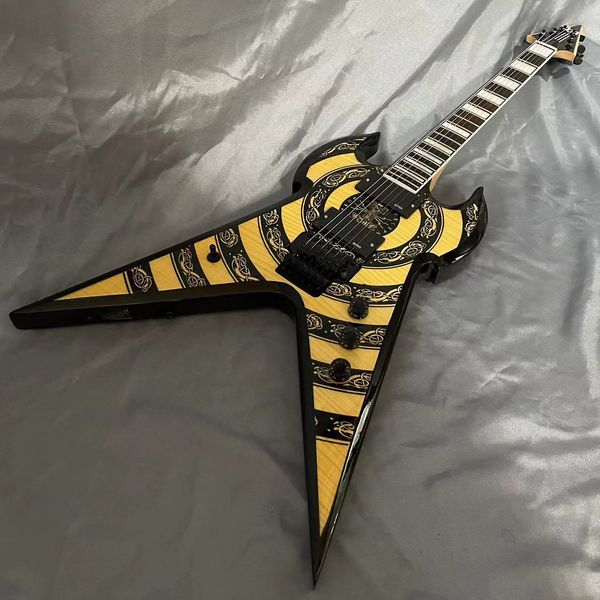 

custom viking totem electric guitar flamed quilted maple wood special shape body accept customized bass guitar oem