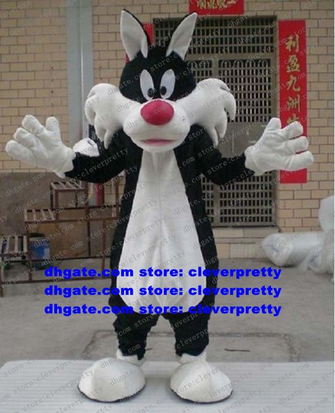 

black sylvester cat mascot costume mascotte moggie kitten wolf cartoon character outfit suit opening reception movie props no.2579, Red;yellow