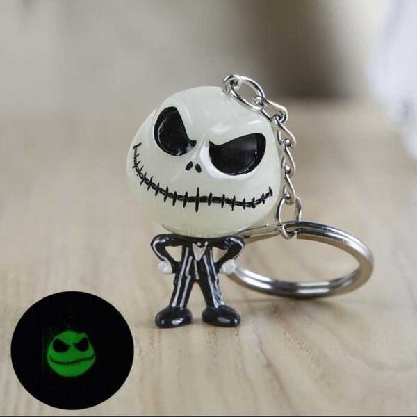 

keychains fashion skeleton jack halloween luminous devil skull pumpkin keychain keyring christmas cartoon key chain ring accessories gifts g, Silver