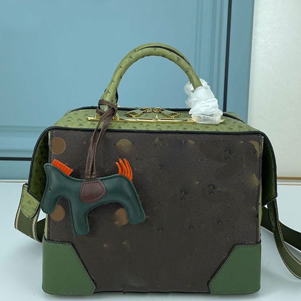 

crossbody square tote bag flap shoulder bag handbag women purse ostrich leather fashion letters hasp hardware detachable canvas strap large