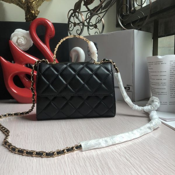

designers fashion enamel handle handbags lambskin leather women's shoulder crossbody bag 13x18x6cm
