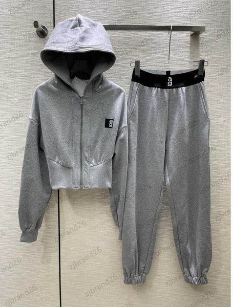 

fashion two piece pants womens two pieces set brand logo long sleeve slim zipper hooded jacket coats bump color print high waist loose trous, White