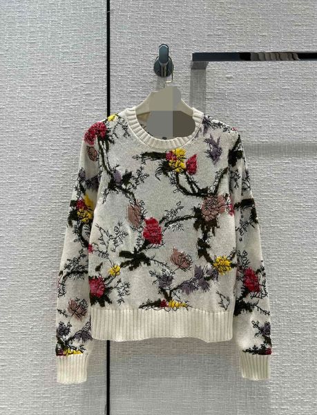 

1103 2022 autumn black print autumn wome's pullovers crew neck embroidery white brand same style women's sweaters 111003 yidou, White;black