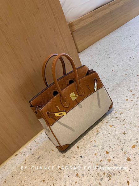 

designers handbags herme birkin bags bychacnesop canvas leather splicing single shoulder messenger women's hand large capacity ayw