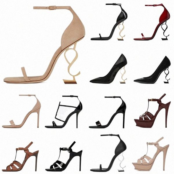 

women luxury dress shoes designer high heels sandals opyum pumps stiletto heel leather suede open toes party wedding office woman sneakers a, Black