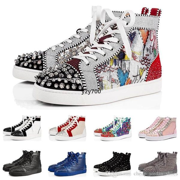 

red-bottoms christians men women designer shoes luxury spikes sneaker red triple black white suede leather fashion mens flats shoe si gax