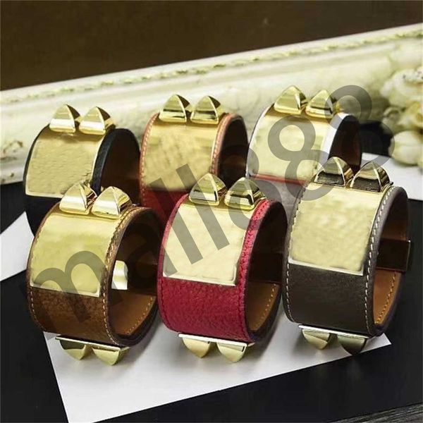 

classic punk stud rivet leather bracelet palm genuine leather grain bracelet for women men bracelets 9 colors anniversary gift holiday ornam, Golden;silver