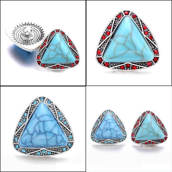 

clasps hooks rhinestone gadget triangle 18mm snap button clasp synthetic turquoise stone charms for snaps diy jewelry findings sup dhhbl