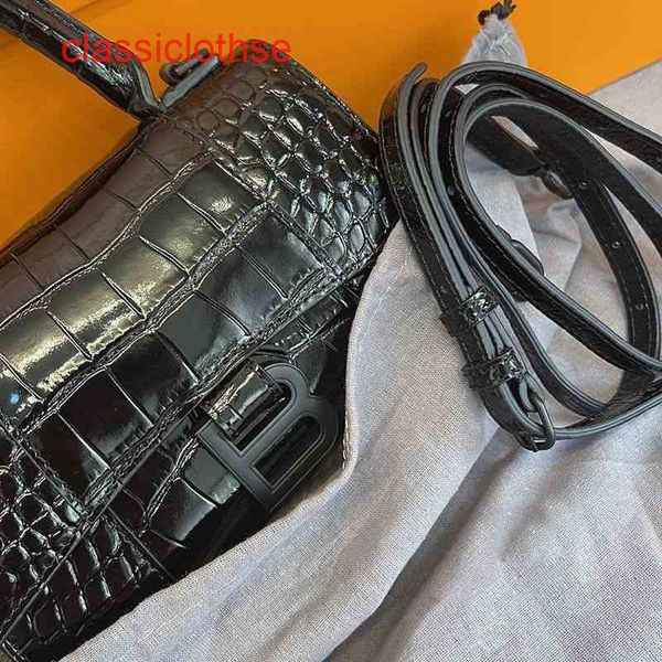 

designer balencaigs hourglass shoulder bags outlet uk advanced texture alligator grain hourglass bag 2022 new b-shaped one cross body hand f