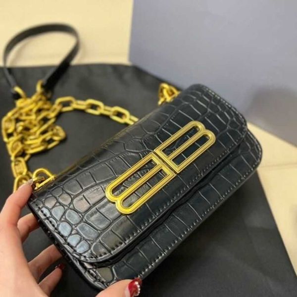 

handbags balenciss new bag 2022 double b crocodile pattern women's single shoulder diagonal span small square cowhide gossipper mini ch
