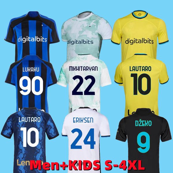 

soccer jerseys 21 22 23 barella vidal lautaro inters eriksen alexis dzeko correa away third milan uniforms football shirt 2021 2022 2023 s-4, Black;yellow