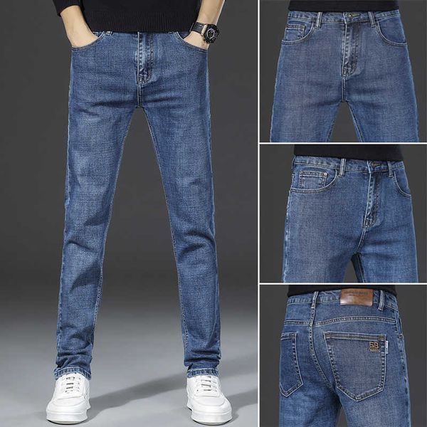 

spring and autumn style counter brand jeans cattle goods elastic pants, Blue