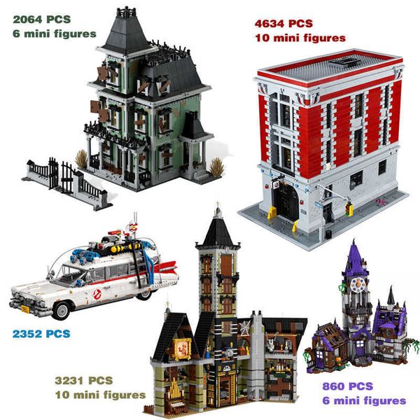 

blocks ghostbusters ecto1 firehouse headquarters haunted house mystery mansion compatible 75904 10228 10273 10274 75827 building blocks t221