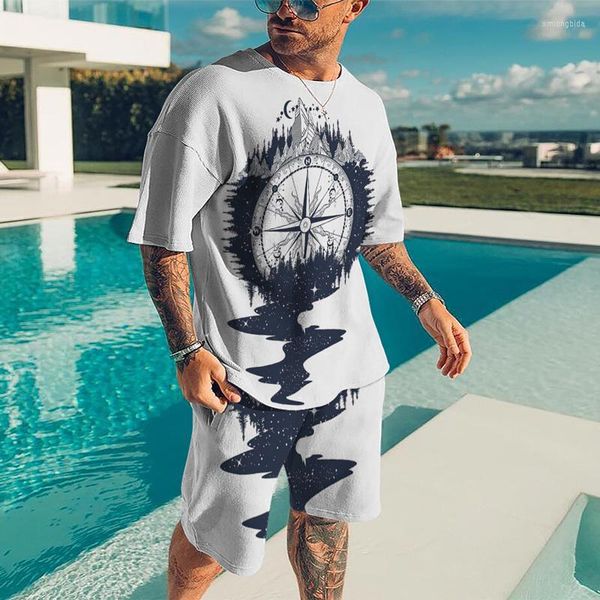 

men's tracksuits summer men sportswear fashion clothes suit casual tracksuit oversized o-collar short sleeved t-shirt shorts 2 piece se, Gray