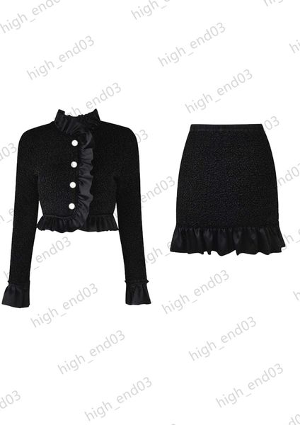 

luxury womens two piece dress temperament small incense socialite style suit flounce single button short jacket accessorise with a curvy ski, White