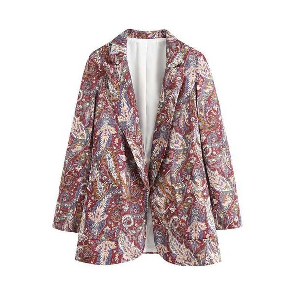 

women's suits blazers long sleeve leisure blazer coat ladies casual pockets open stitch outwear 2021 fall new women chic printing suit, White;black