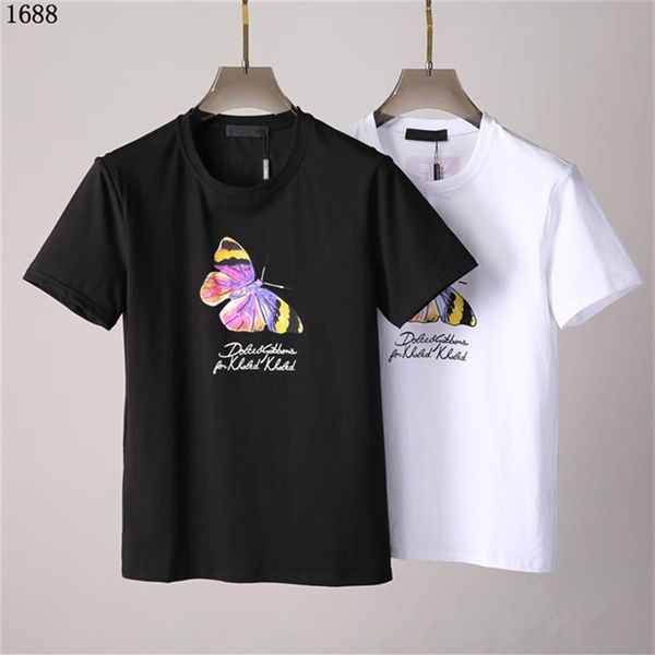 

2021ss spring and summer new high grade cotton printing short sleeve round neck panel t-shirt size m-l-xl--xxxl color black w226g, Black;brown