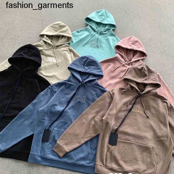 

men's hoodies designer sweatshirts tide brand kith heavy cotton hoodies autumn new button letter embroidery hooded sweater men casual h, Black