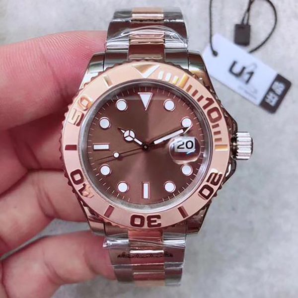 

u1 men watches ceramica bezel grey dial sapphire glass stainless steel strap automatic mechanical movement 116622 40mm mens yacht watch, Slivery;brown