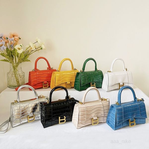 

designer hourglass bags balencaigass women's new classic hourglass bright face stone pattern small square bag fashionable versatile one