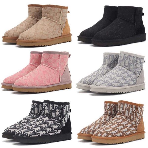 

winter snow boots black grey brown fashion classic ankle girls short shoes 01