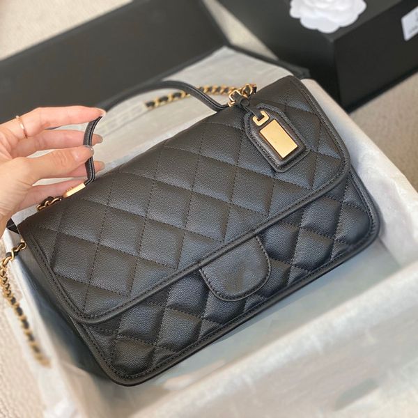 

designer channel bags for women black cc handbag leather chain slant shoulder clutch flap totes bag double letters solid hasp waist square s