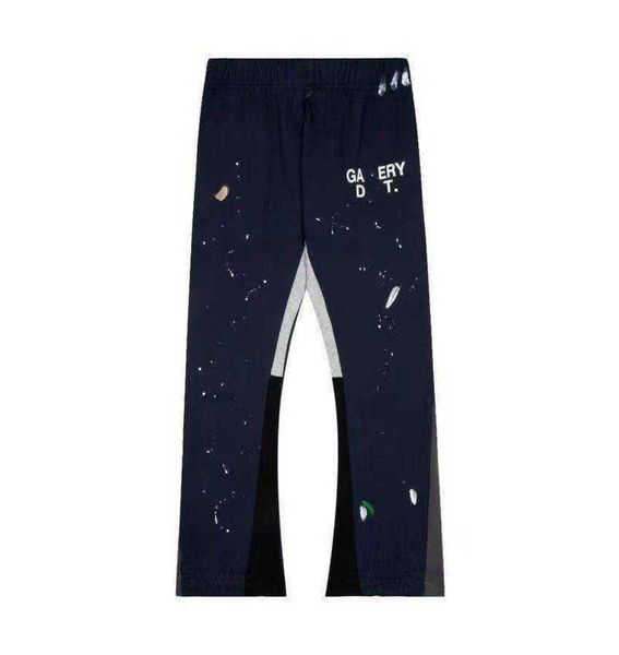 

fashion brand designer pants galleryed dept hand-painted splicing casual loose trousers for men and women blue, White;black