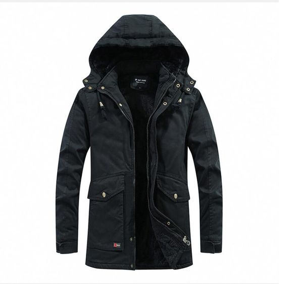 

long windbreaker men's jackets male multi-pocket hooded men coat parkas outwear winter jacket military thick warm parkas casual cotton, Black;brown