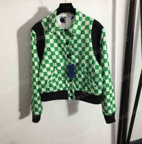 

designer womens reversible jackets fashion brand v logo printing hoodies green check lining polka dot print reversible jacket women clothing, Black;brown