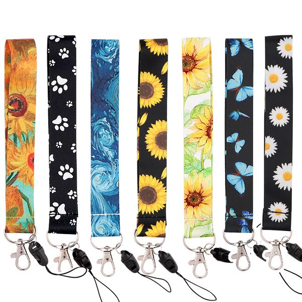 

keychains lanyards fashion little daisy flower key lanyard sunflower car keychain id card pass mobile phone ring badge holder jewelr smtib, Silver