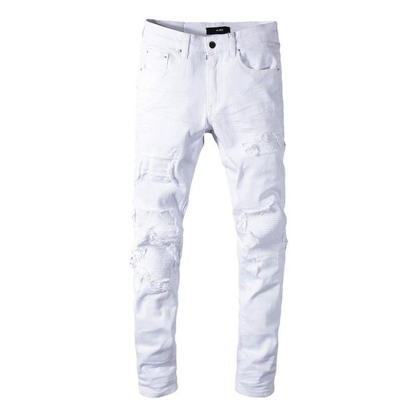

fashion-classic miri whole white pants 350 jeans designer pants straight biker skinny loophole jeans men women ripped jeans259j, Blue