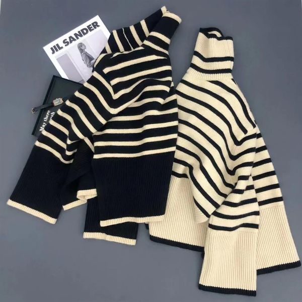 

new women's toteme sweater stripe high-necked pullover257u, White;black