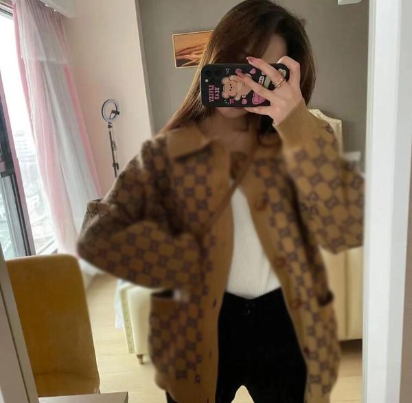 

2022ssggnew women's sweater woolen double letter printed sweaters black open knit designer cardigans knitted loose yellow coat, White;black