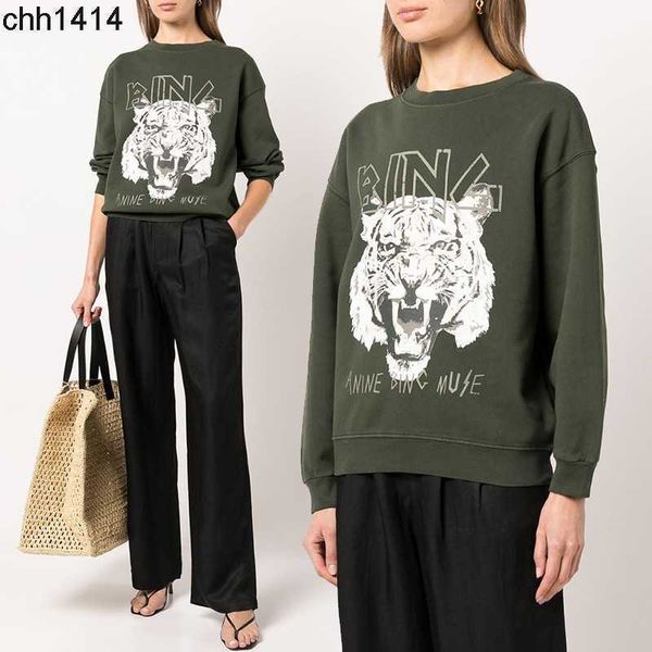 

22 early autumn new women's ab classic tiger head digital printing fleece cotton army green sweater, Black