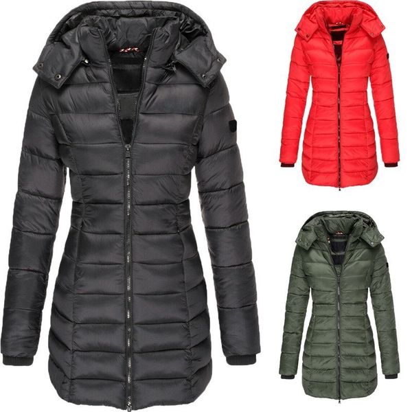 

women's down cotton jacket long hooded parkas winter ultralight down coats, Black