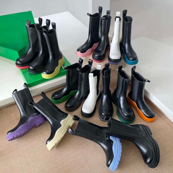 

designer women chunky luxury boots fashion anti-slip platform bootie real leather crystal outdoor martin ankle winter fall colored soles wit, Black