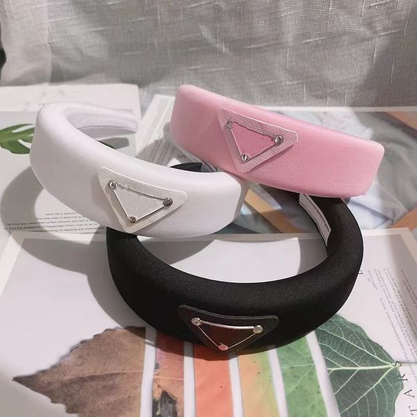 

fashion p headbands letter sponge pink white black luxury hairband fashion woman designer headband 3 colors with gift box, Silver