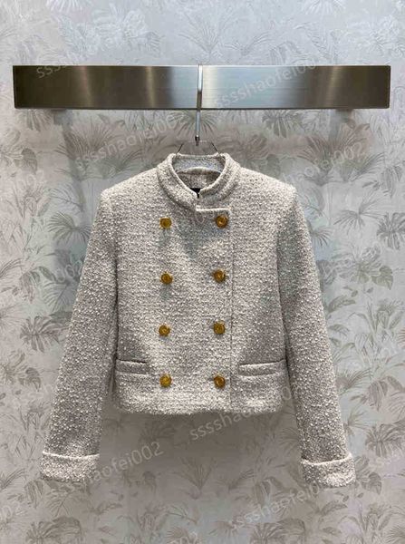 

luxury womens short jackets v double breasted tweed coat half turtleneck double breasted woolen coats designer women clothing 0912, Black;brown