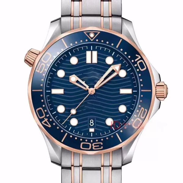 

mens mechanical automatic watches rose gold stainless steel rubber strap designer watch professional diver 300m master wristwatches, Slivery;brown
