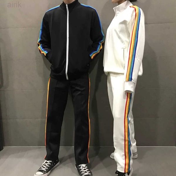 

mens brand tracksuit luxury 2 piece set casual hoodies sweatshirt and sweatpants suit teens sports print jogging side stripe matching hoodie, Gray