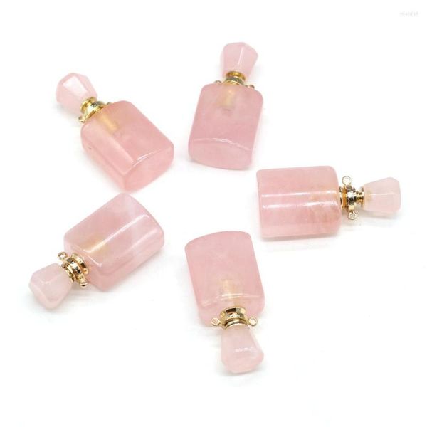 

pendant necklaces selling natural perfume bottle shape pink crystal semi-precious stone charm jewelry making bracelet necklace, Silver